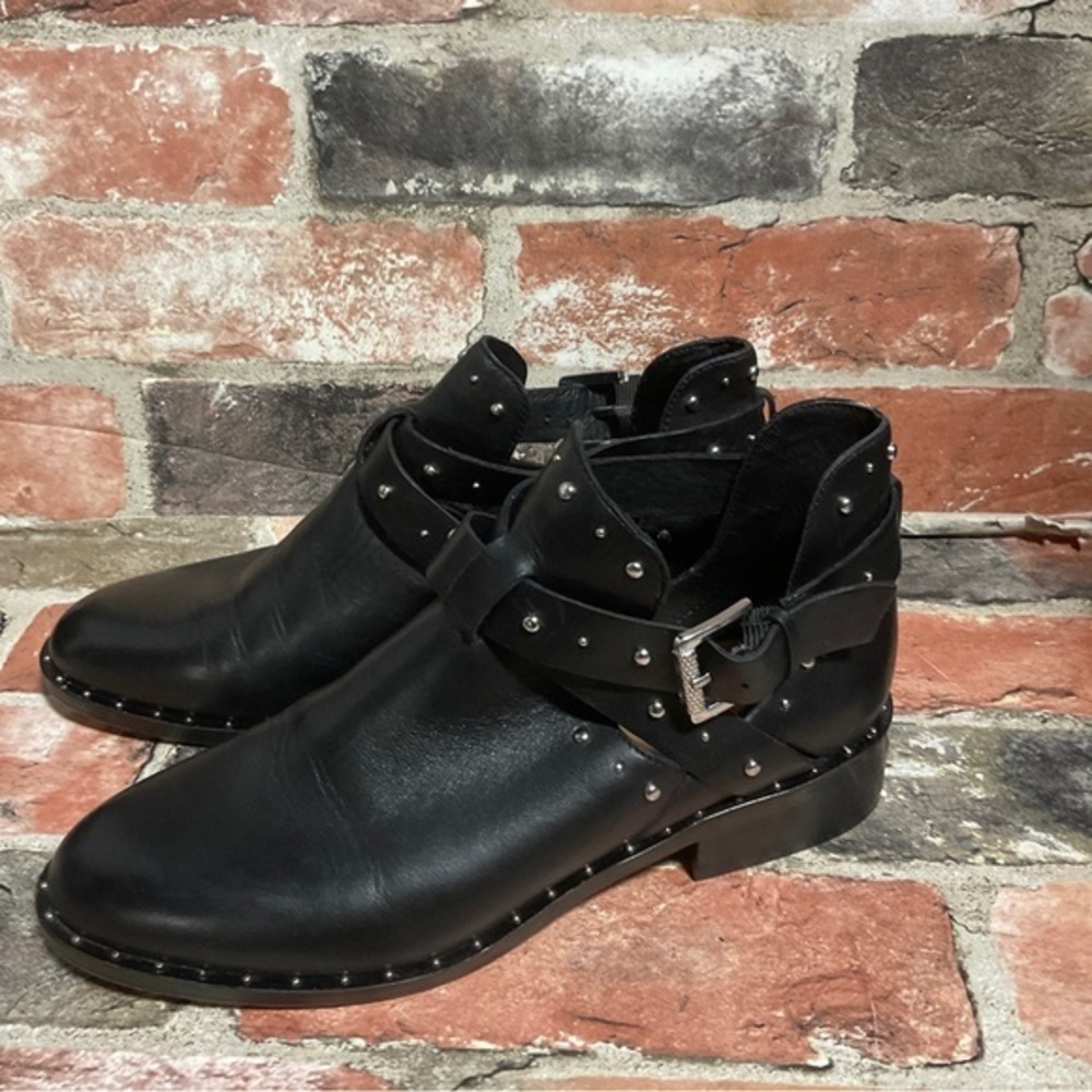Halogen Black Leather‎ Studded Booties 7
